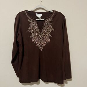 90’s vintage embroidered w/ sequins long-sleeve shirt